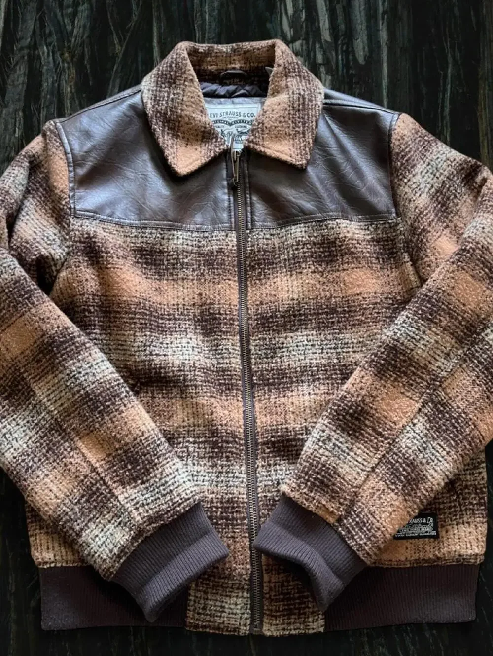 Levi's Men's Brown faux leather plaid Jacket Size M
